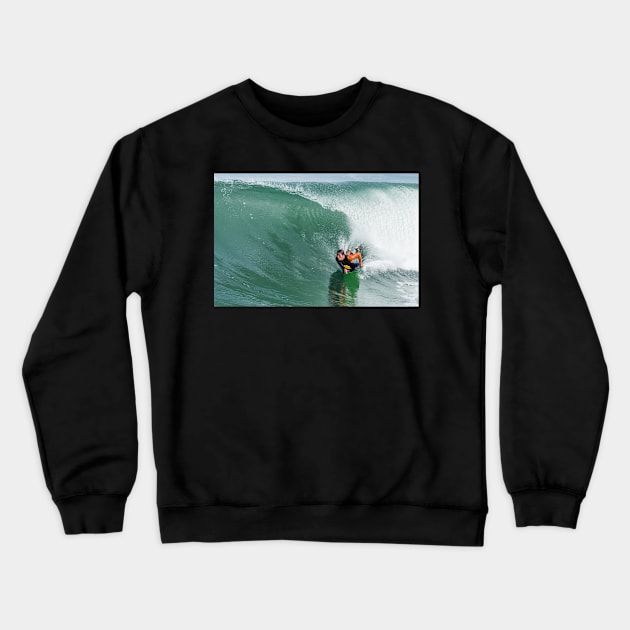 Bodyboarder in action Crewneck Sweatshirt by homydesign